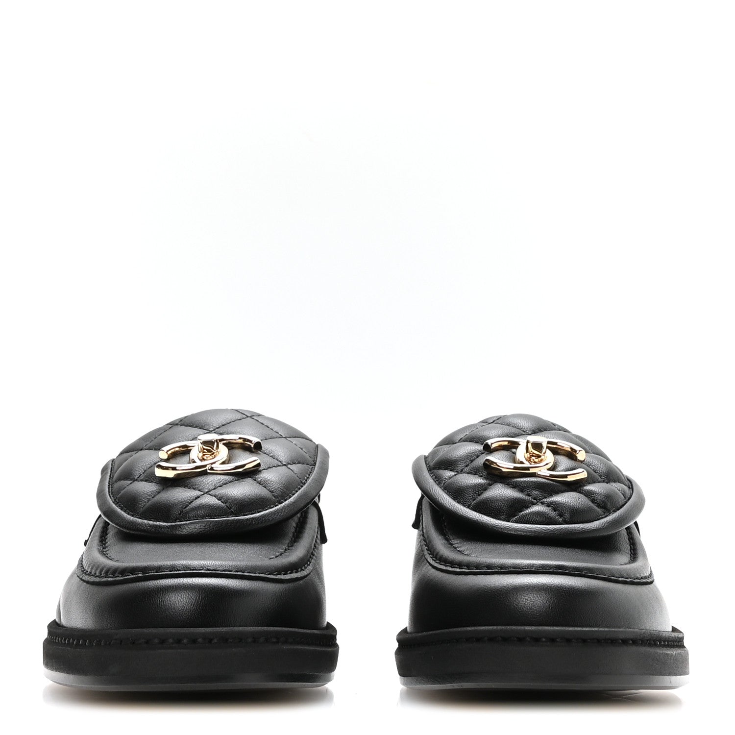 Chanel Lambskin Quilted CC Turnlock Loafers 38 Black 3 of 9