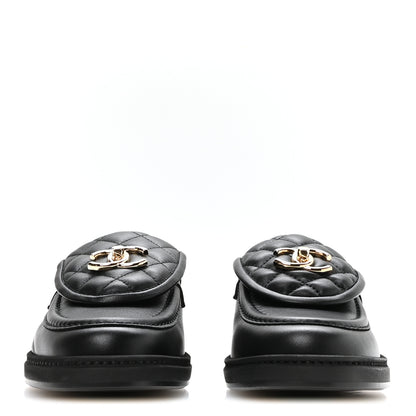 Chanel Lambskin Quilted CC Turnlock Loafers 38 Black 3 of 9