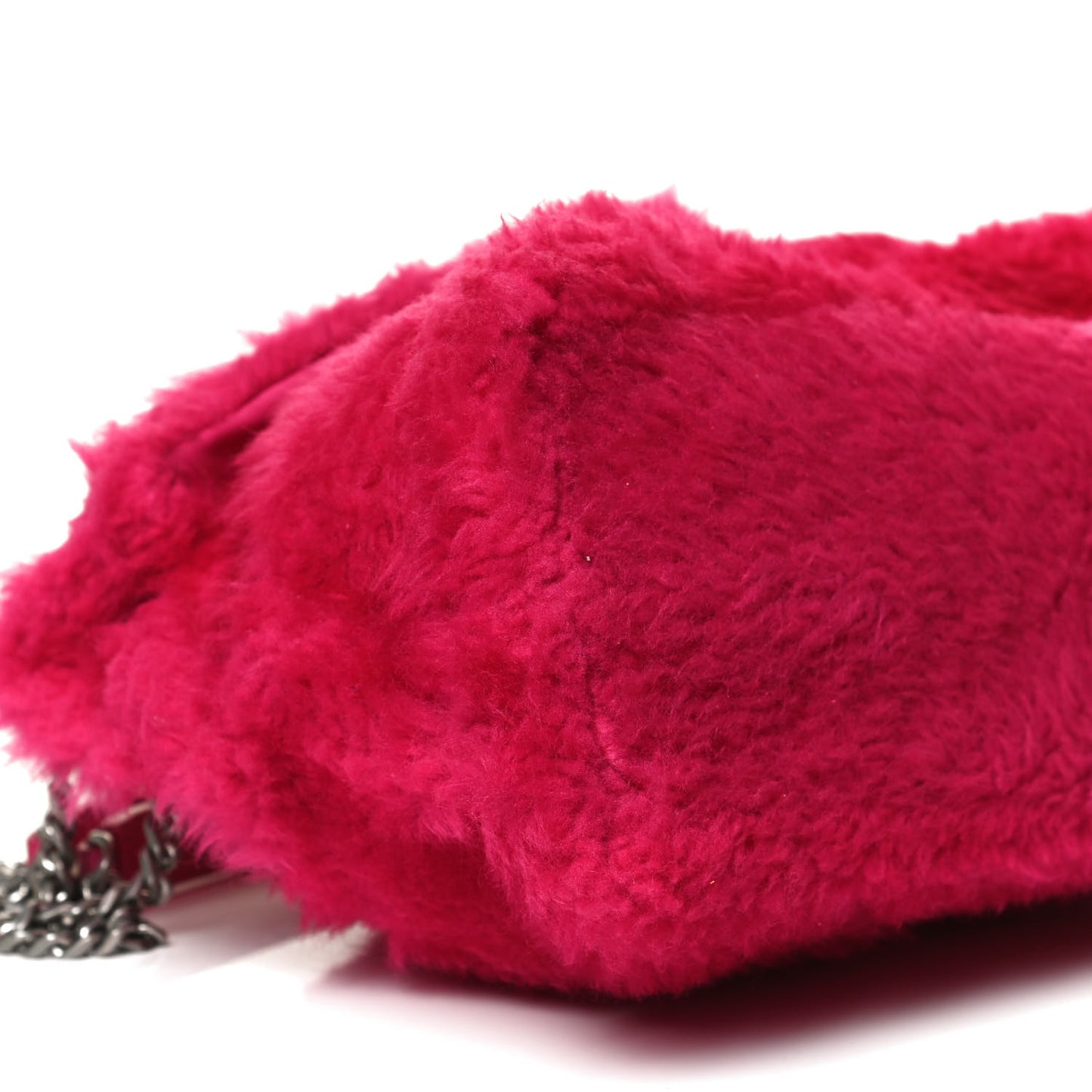 Merino Shearling Lambskin Quilted Small Loulou Puffer Monogram Chain Satchel Fuchsia