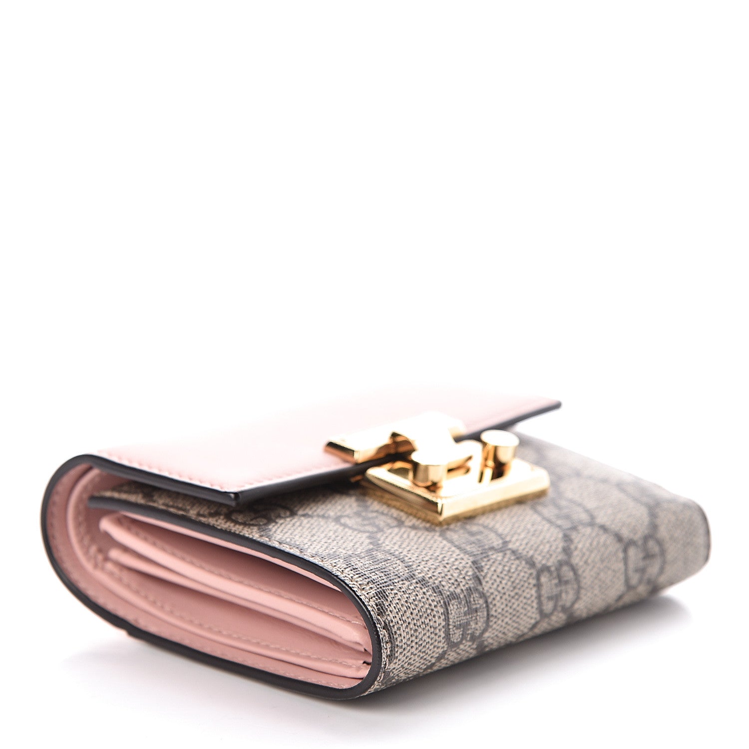 Gucci GG Supreme Monogram Calfskin Padlock Wallet Beige Perfect Pink 4 of 7