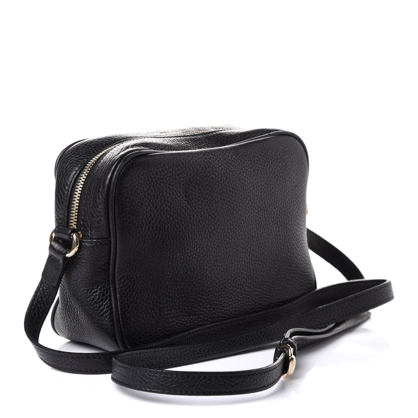 Pebbled Calfskin Small Soho Disco Bag Black