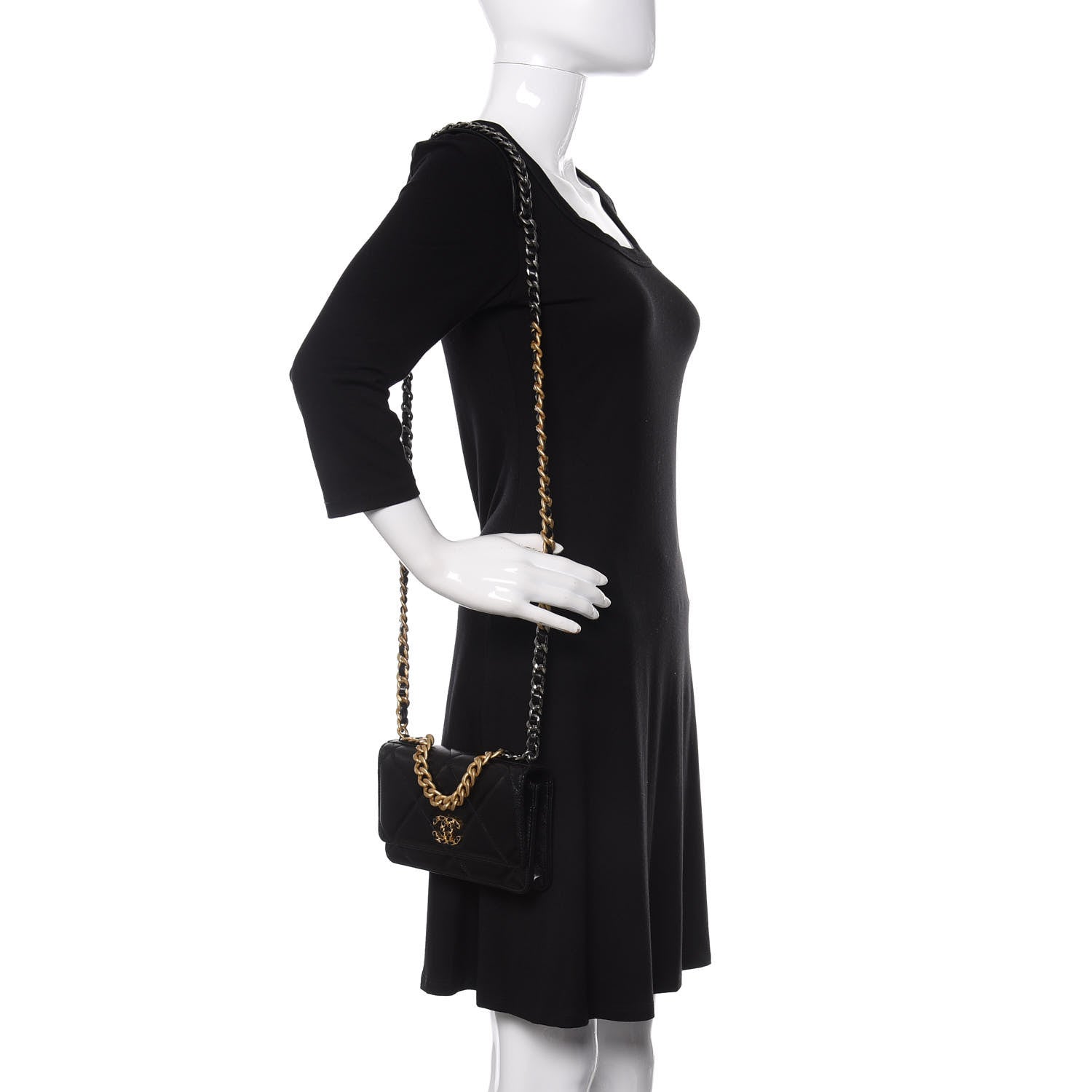 Chanel Goatskin Quilted 19 Wallet On Chain WOC Black 2 of 13