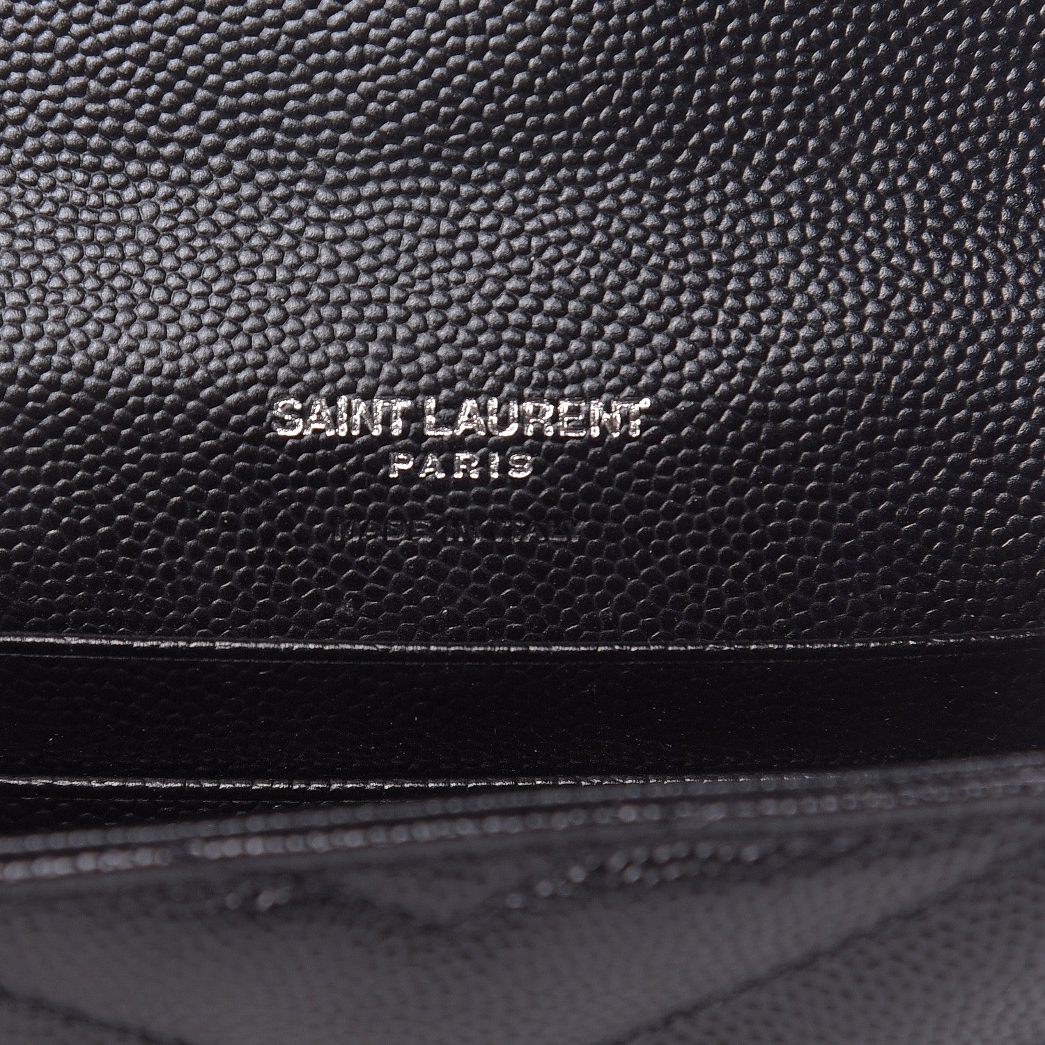 Saint Laurent Grain De Poudre Matelasse Chevron Small Monogram Envelope Wallet Black 6 of 7