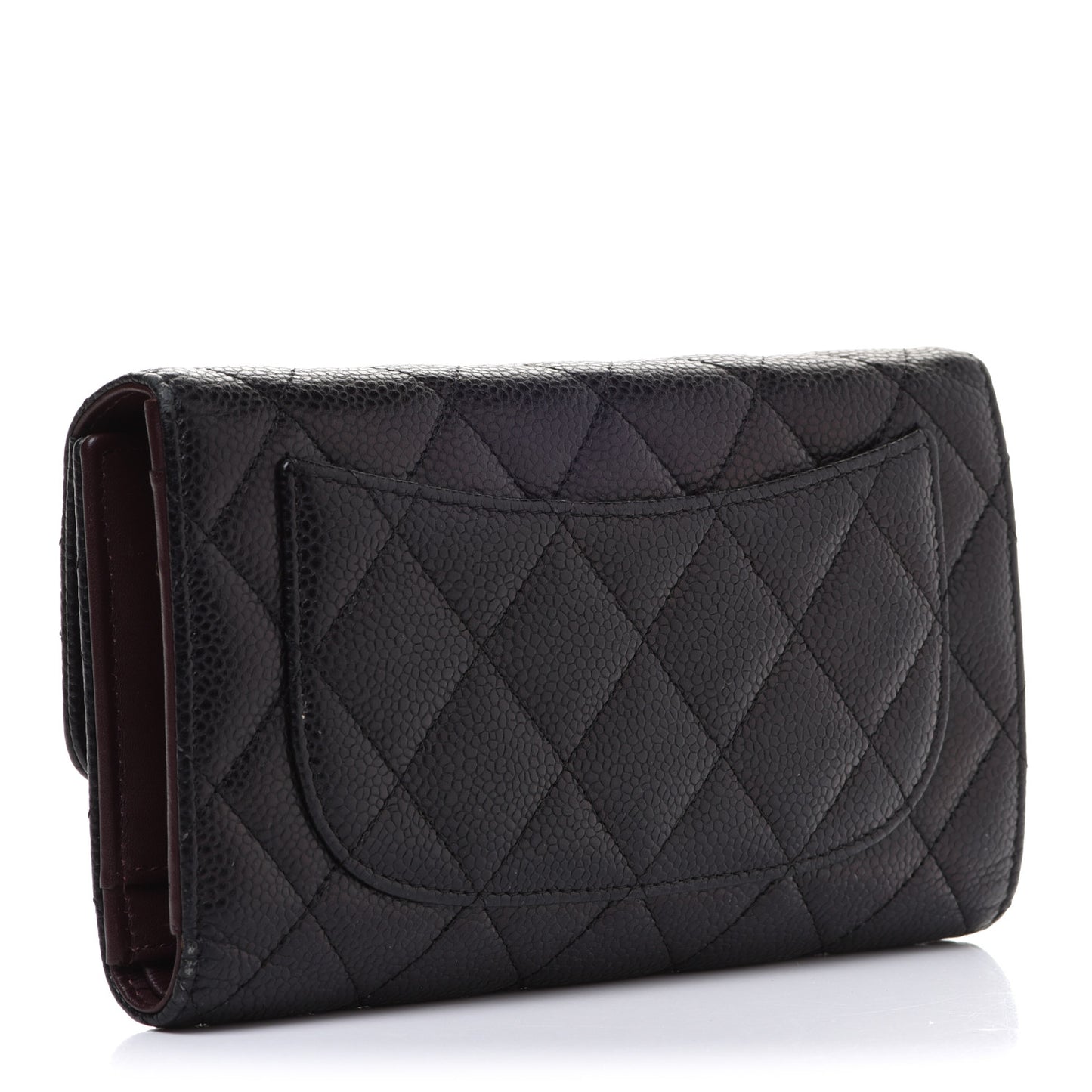Caviar Quilted Large Flap Wallet Black