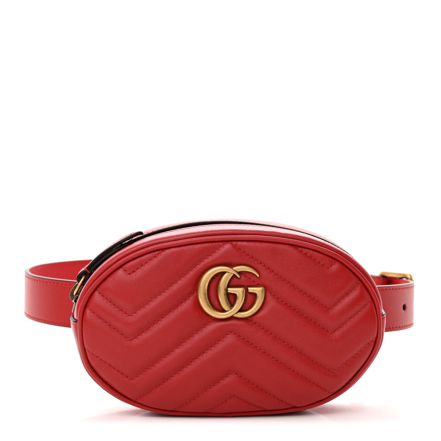 Gucci Calfskin Matelasse GG Marmont Belt Bag 75 30 Hibiscus Red 1 of 10
