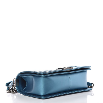 Chanel Metallic Caviar Quilted Medium Boy Flap Turquoise 4 of 9