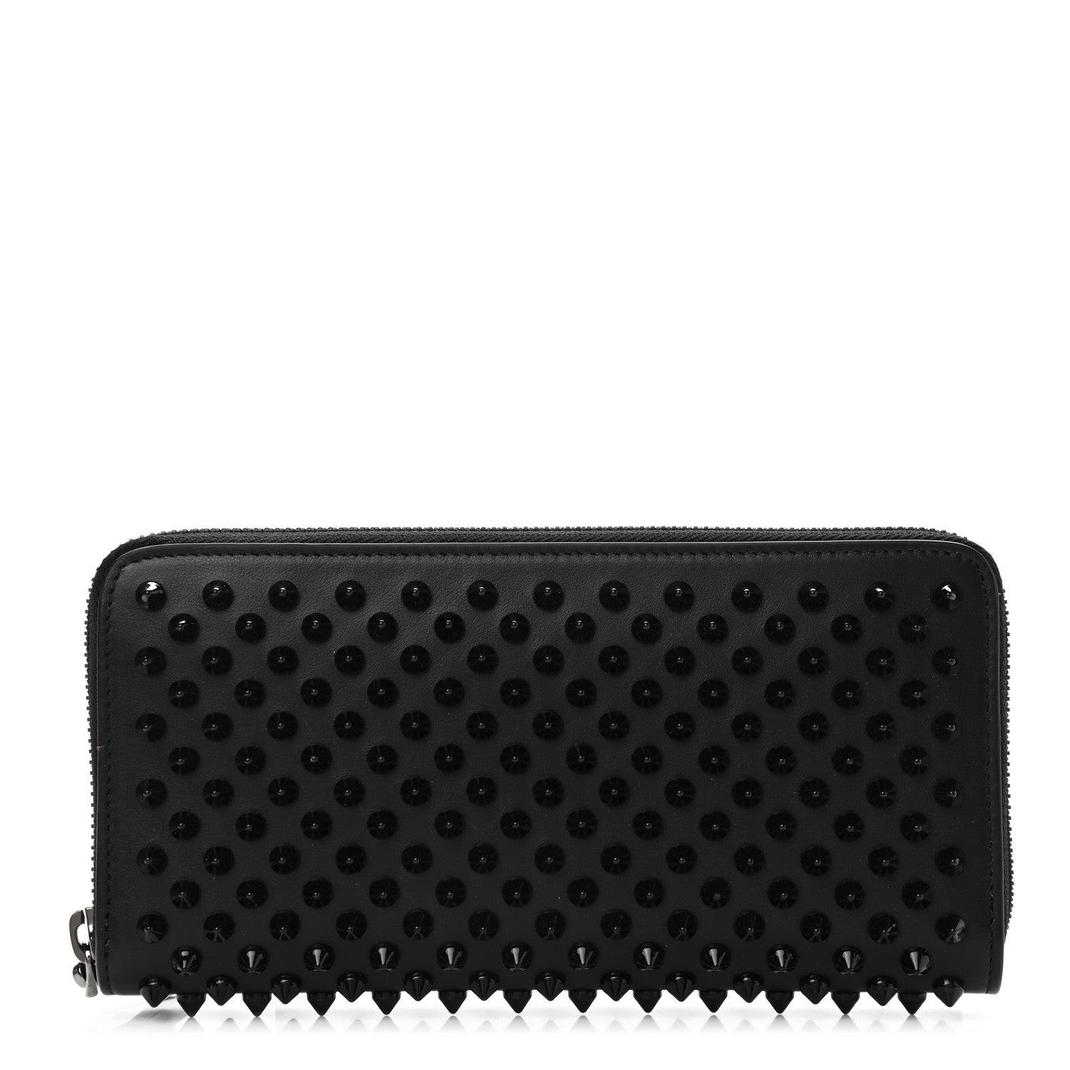 Christian Louboutin Calfskin Panettone Spiked Zip Around Wallet Black 1 of 7