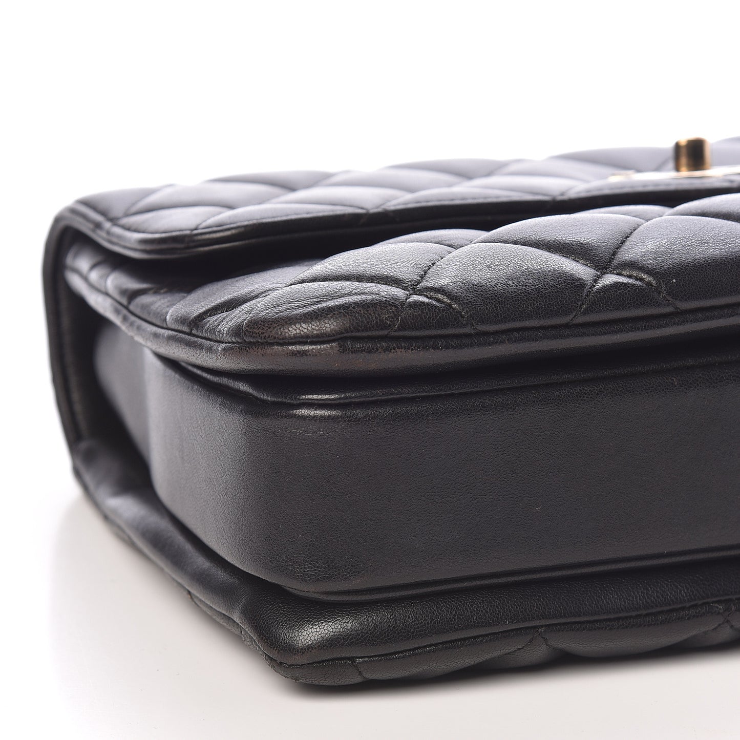 Lambskin Quilted Medium Trendy CC Flap Dual Handle Bag Black