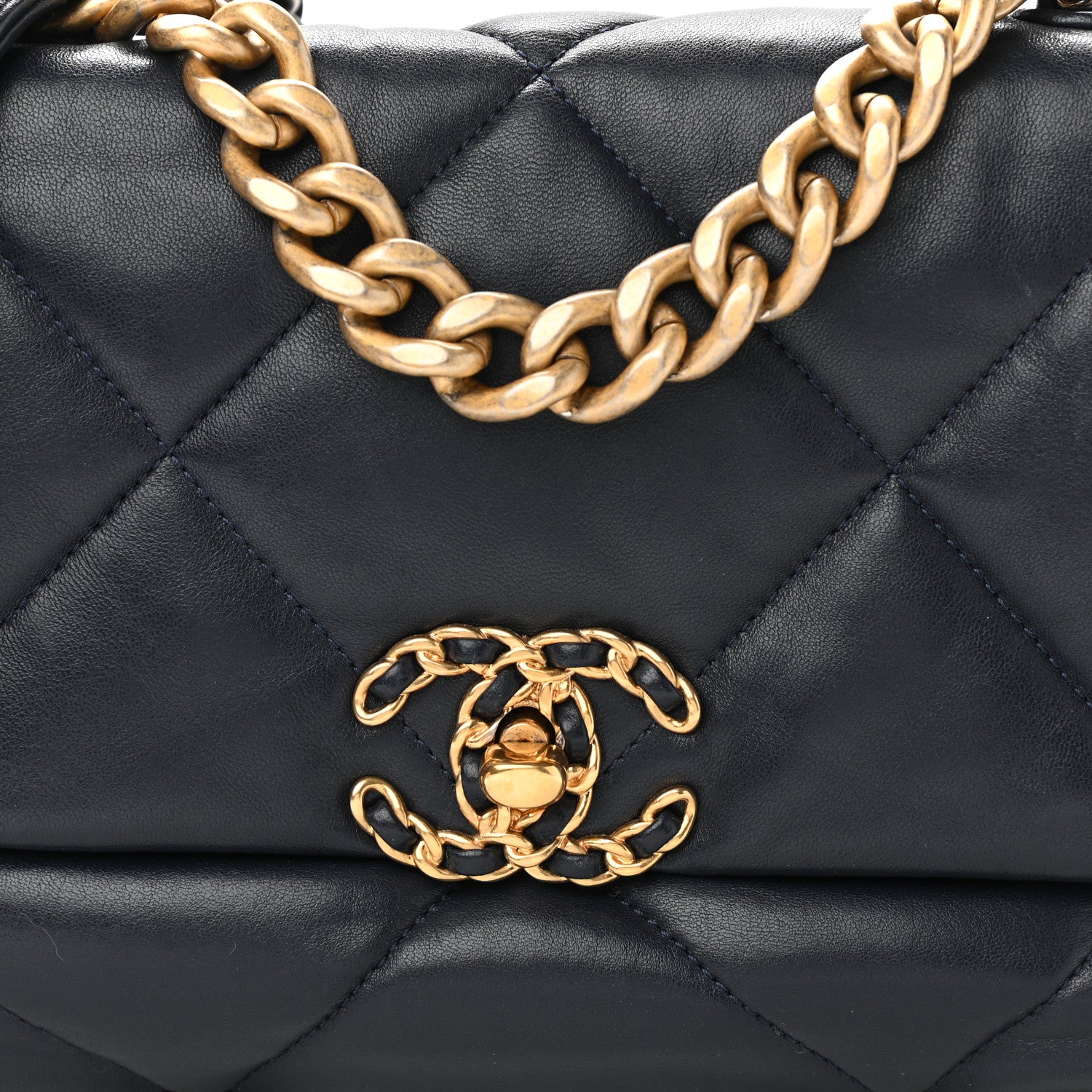 Chanel Lambskin Quilted Medium Chanel 19 Flap Navy Blue 8 of 10