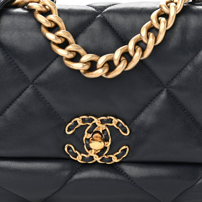 Chanel Lambskin Quilted Medium Chanel 19 Flap Navy Blue 8 of 10