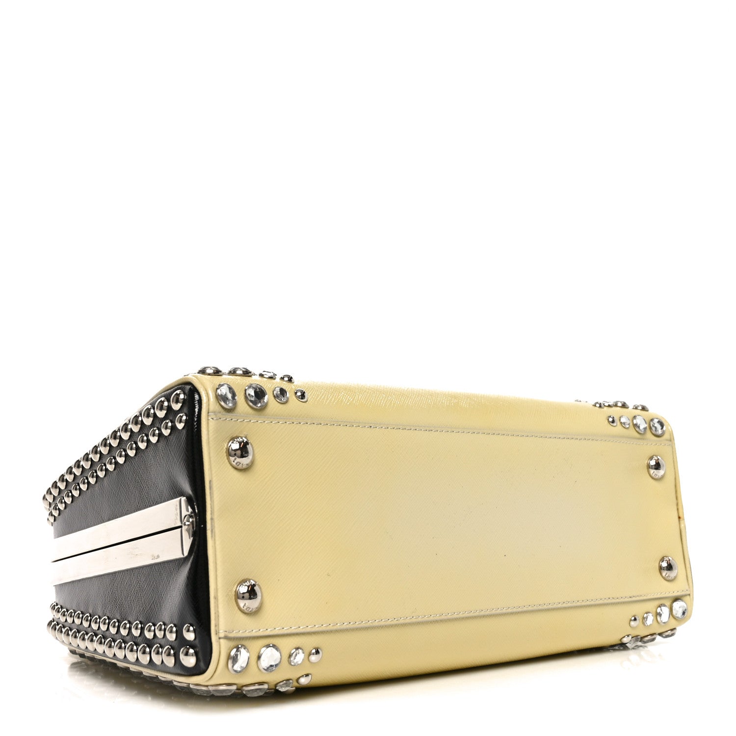 Prada Saffiano Lux Crystal Pyramid Bag Talco Black 4 of 9