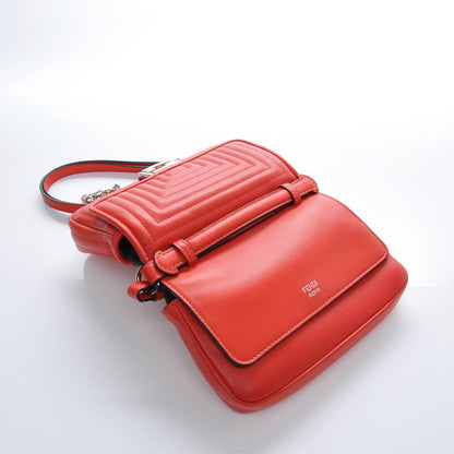 Fendi Shiny Nappa Trapuntata Micro Double Baguette Papavero 5 of 9
