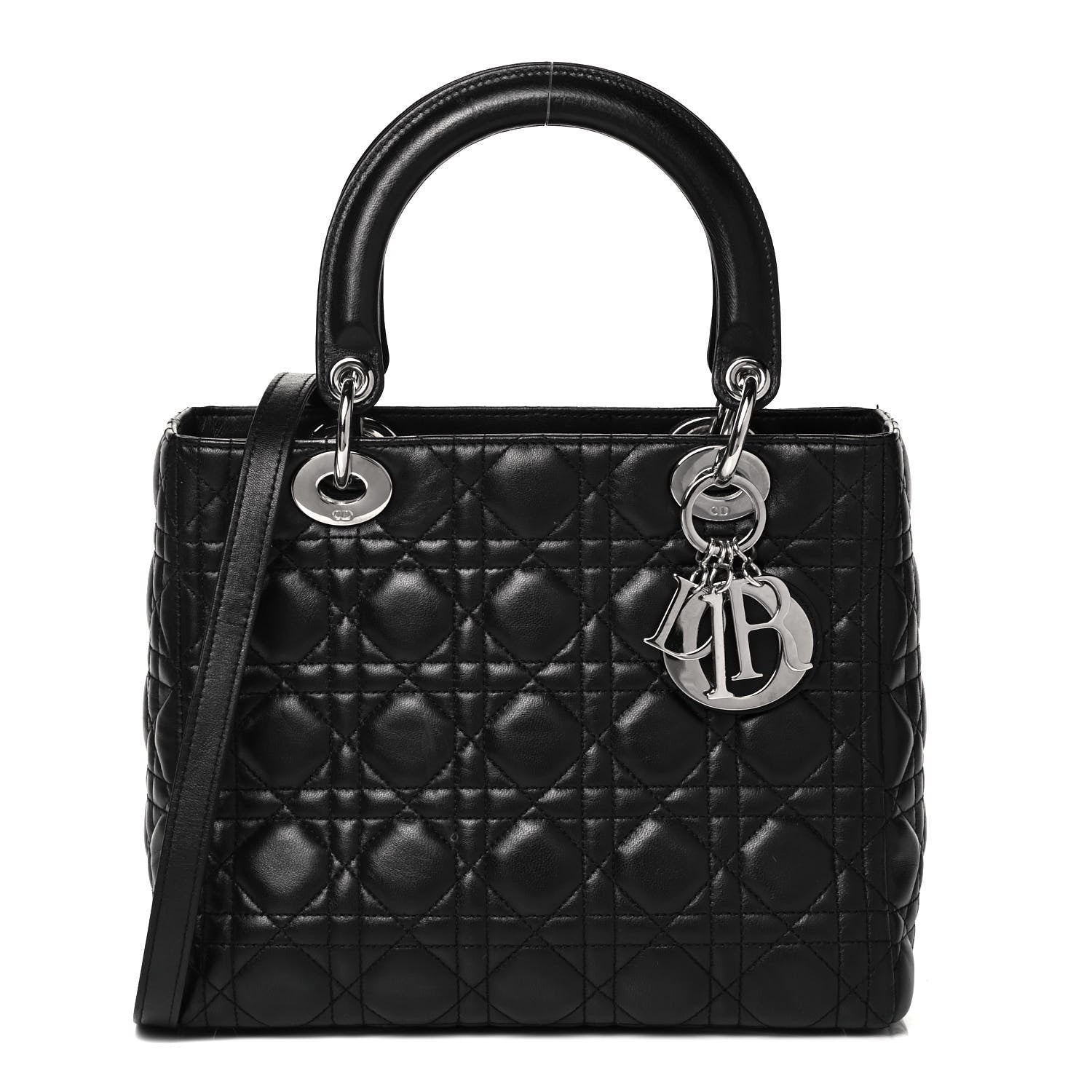 Christian Dior Lambskin Cannage Medium Lady Dior Black 1 of 9