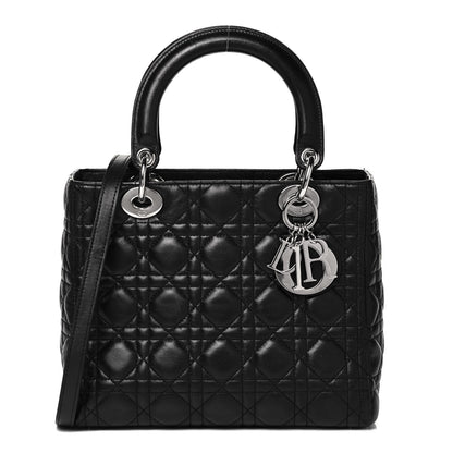 Christian Dior Lambskin Cannage Medium Lady Dior Black 1 of 9