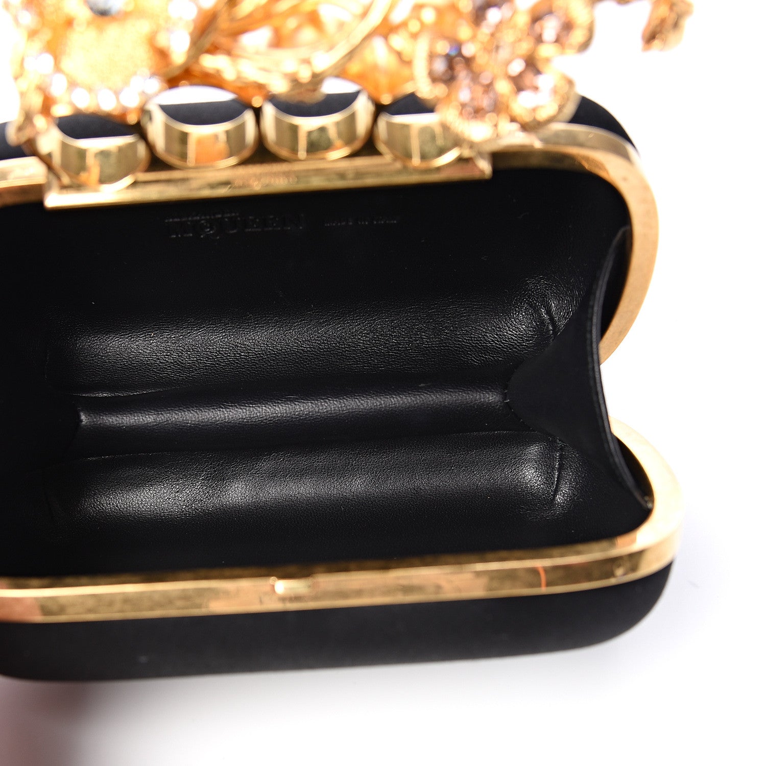 Alexander McQueen Satin Floral Knuckle Duster Box Clutch Black 4 of 7