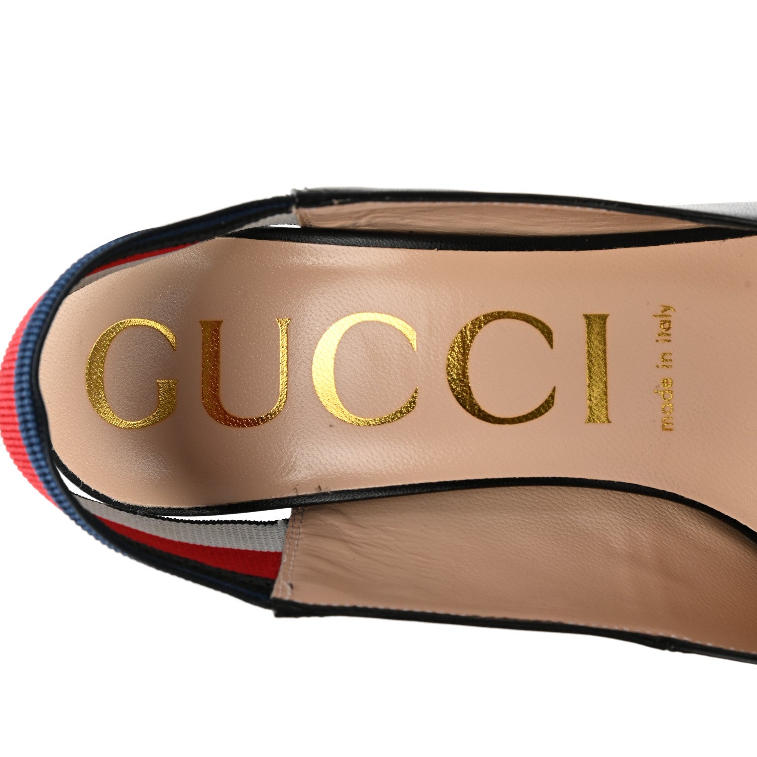 Gucci Malaga Kid Web Sylvie High Heel Slingback Pumps 38 Black 7 of 10