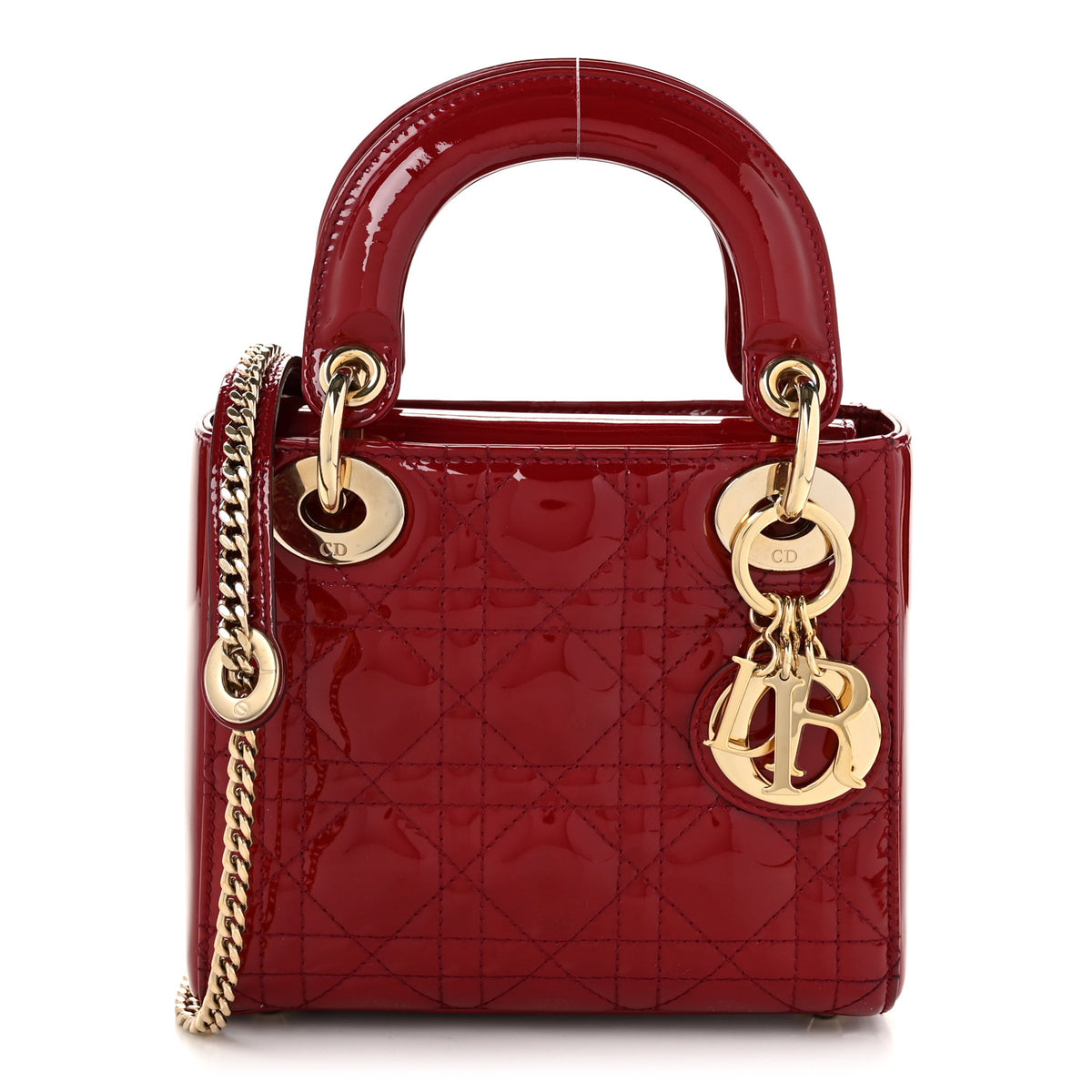 Christian Dior Patent Cannage Mini Lady Dior Red 1 of 10