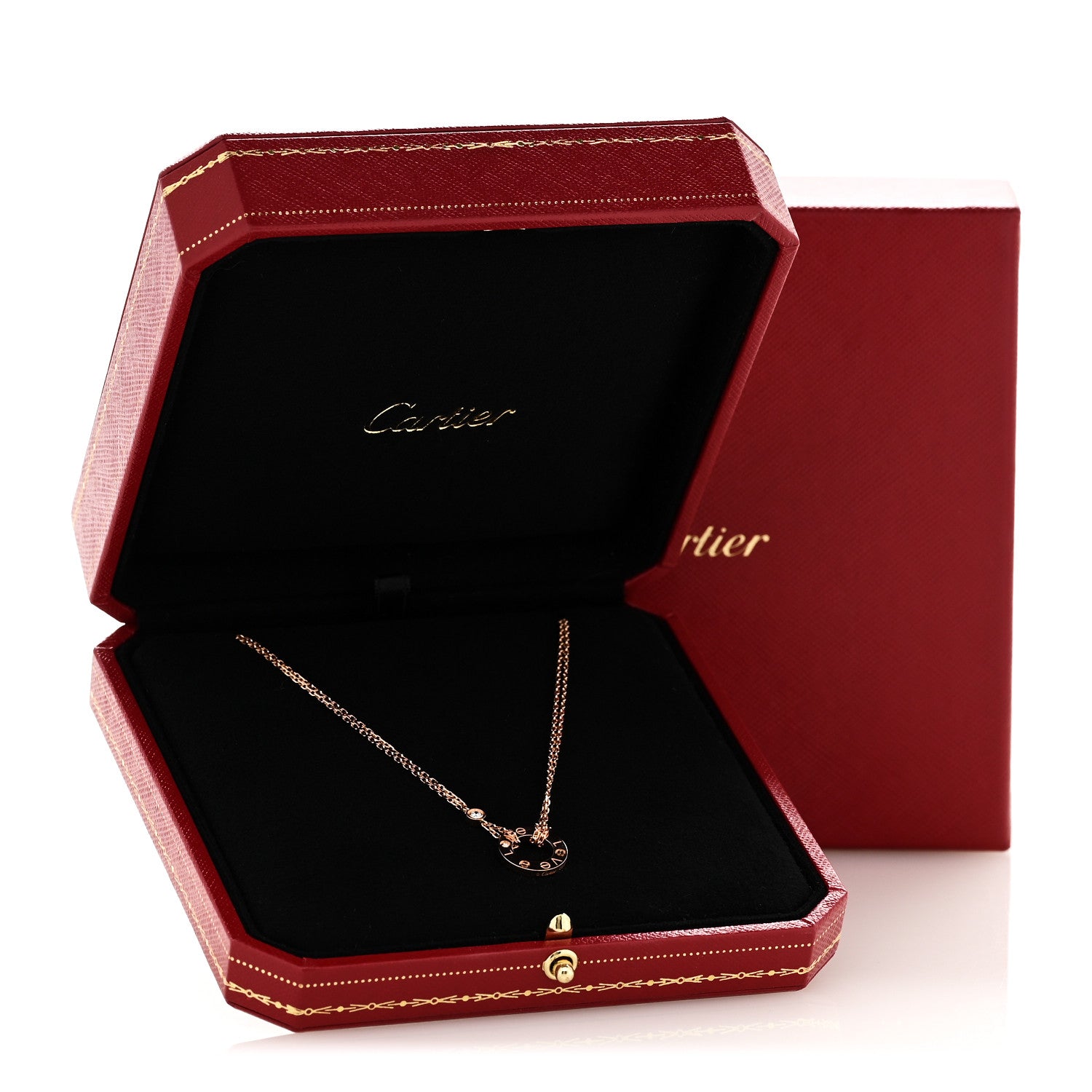 Cartier 18K Pink Gold 2 Diamond LOVE Necklace 8 of 8