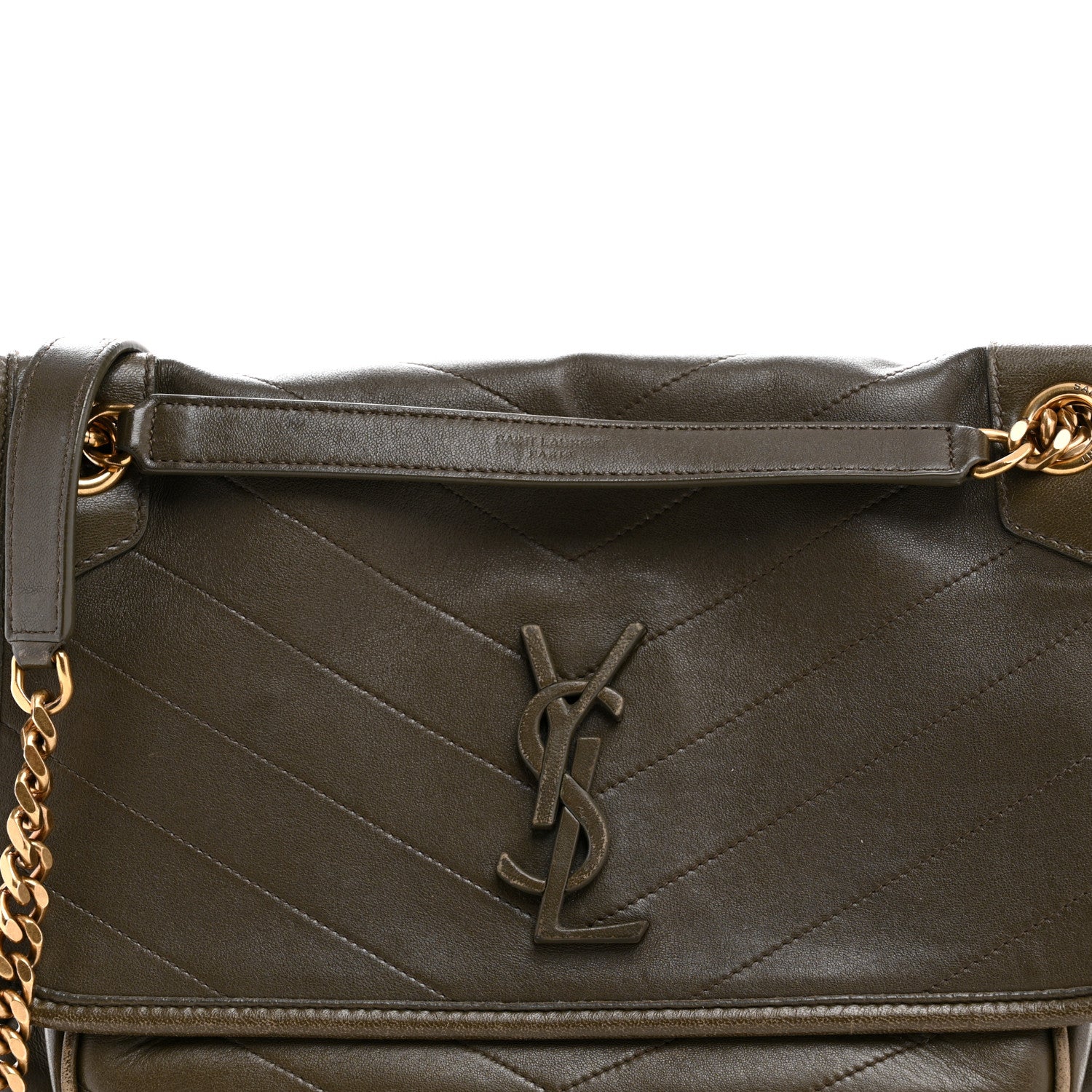 Saint Laurent Lambskin Matelasse Monogram Medium Niki Chain Satchel Seawood 8 of 13