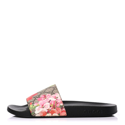 Gucci GG Supreme Monogram Blooms Slide Sandals 38 Beige Multicolor 1 of 4