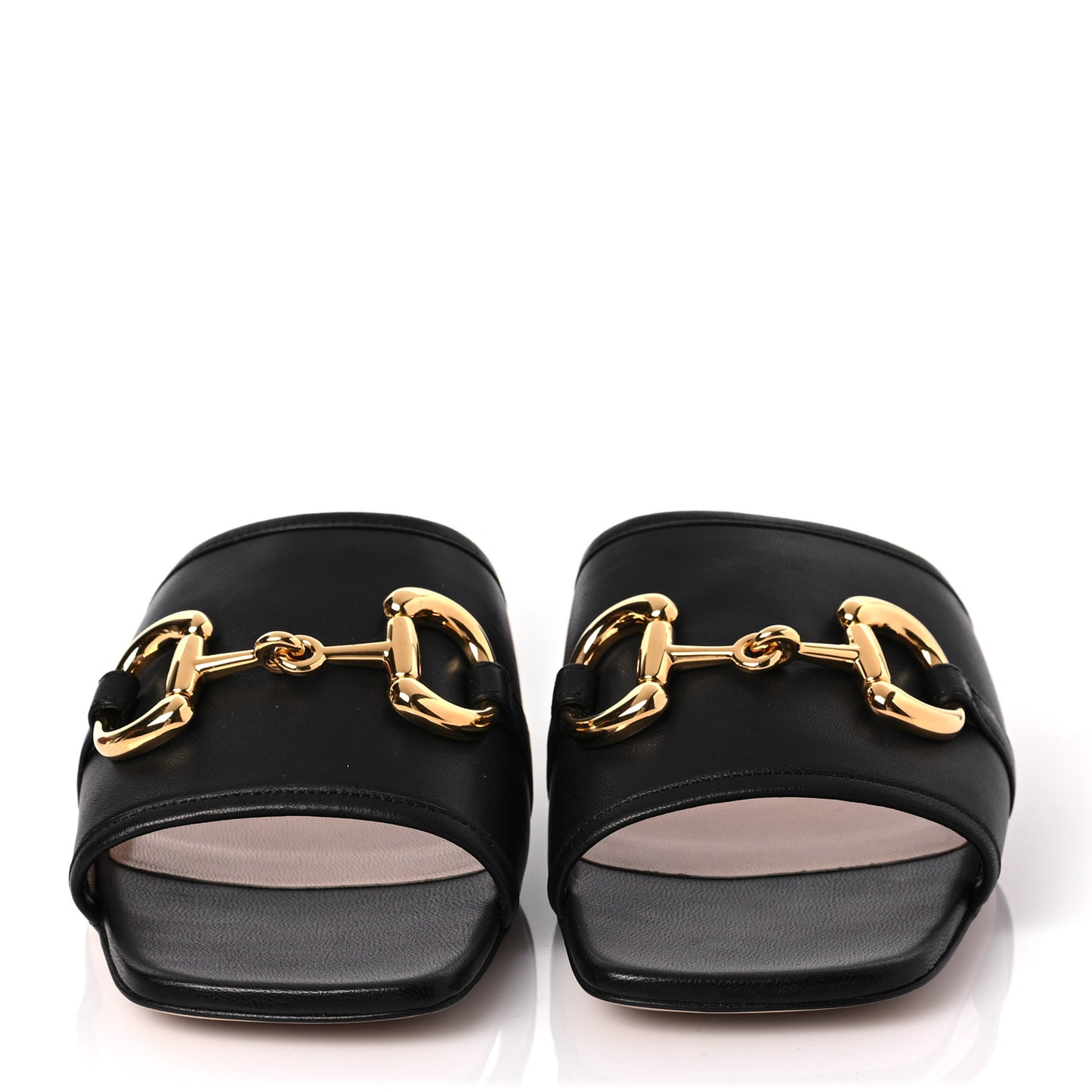 Nappa Horsebit Flat Slide Sandals 38 Black