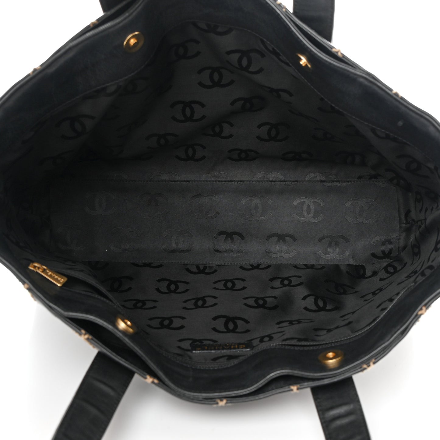 Calfskin Wild Stitch Large Tote Black