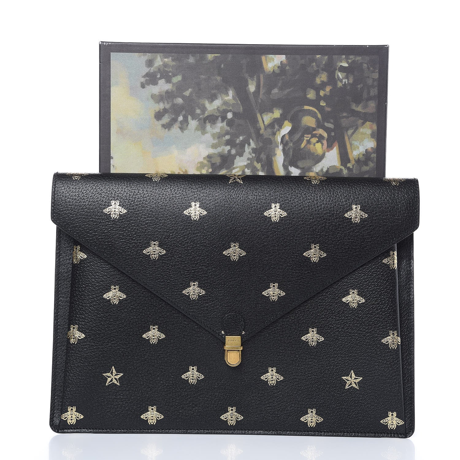 Gucci Grained Calfskin Bee Star Portfolio Black 7 of 7