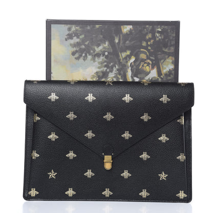 Gucci Grained Calfskin Bee Star Portfolio Black 7 of 7