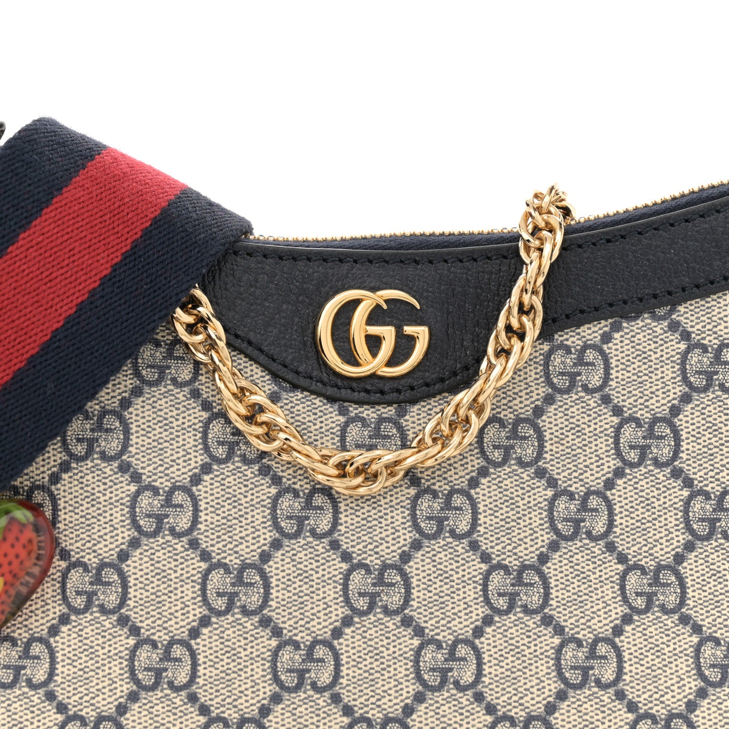 Gucci GG Supreme Monogram Textured Dollar Calfskin Web Small Ophidia GG Handbag Beige Blue 8 of 11