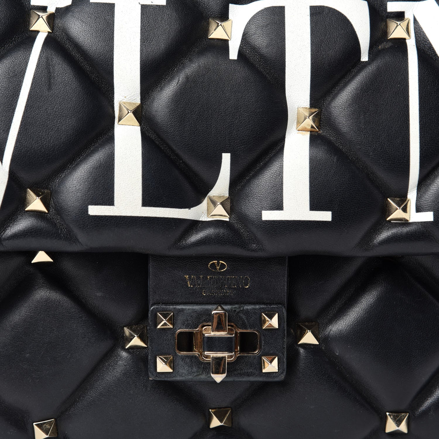 Valentino Garavani Lambskin VLTN Print Candystud Top Handle Bag Black 15 of 15