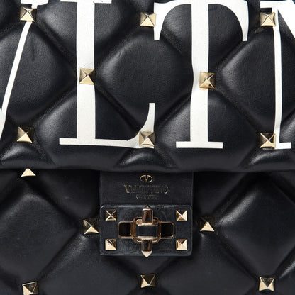 Valentino Garavani Lambskin VLTN Print Candystud Top Handle Bag Black 15 of 15