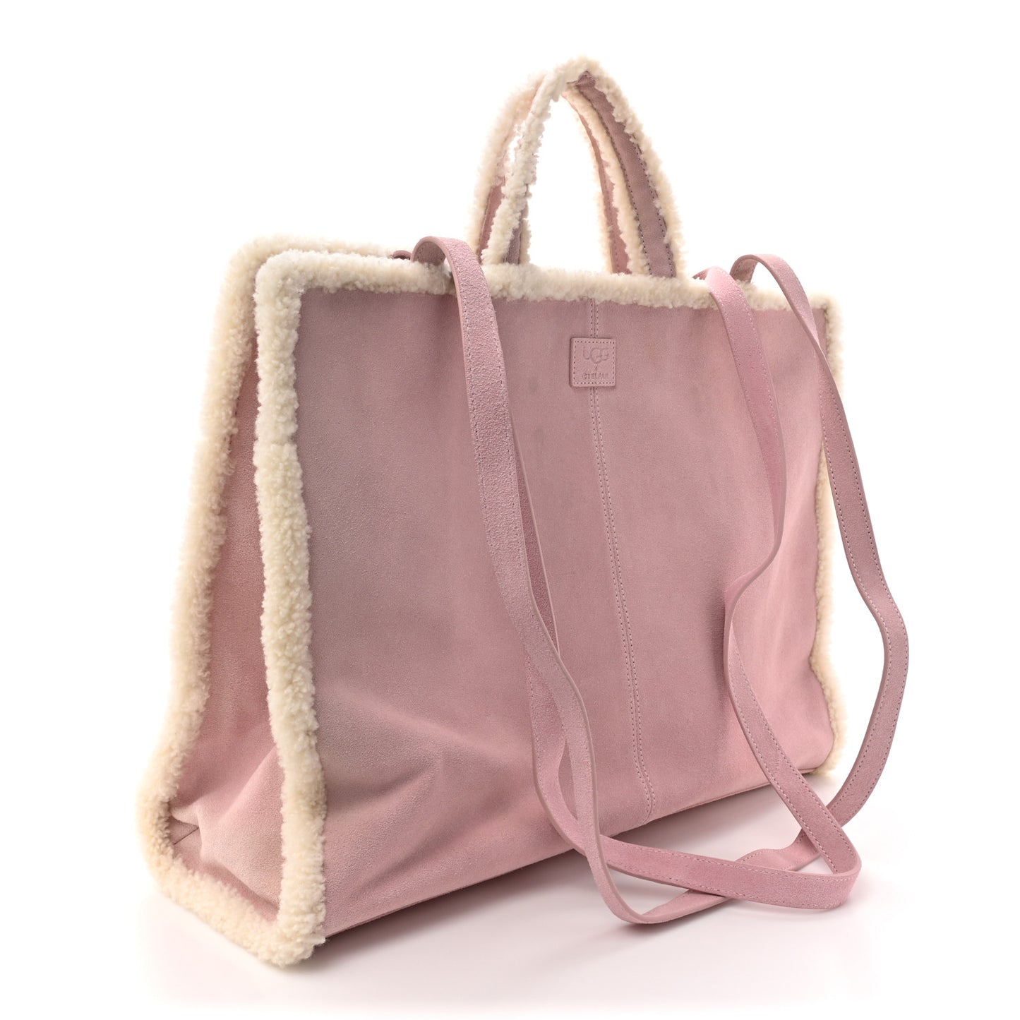 X UGG Suede Shearling Large Shopping Bag Pink