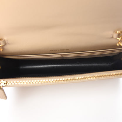Saint Laurent Grain De Poudre Matelasse Chevron Monogram Envelope Chain Wallet Nude Powder 5 of 10