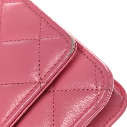 Chanel Lambskin Quilted Wallet On Chain WOC Pink 12 of 13