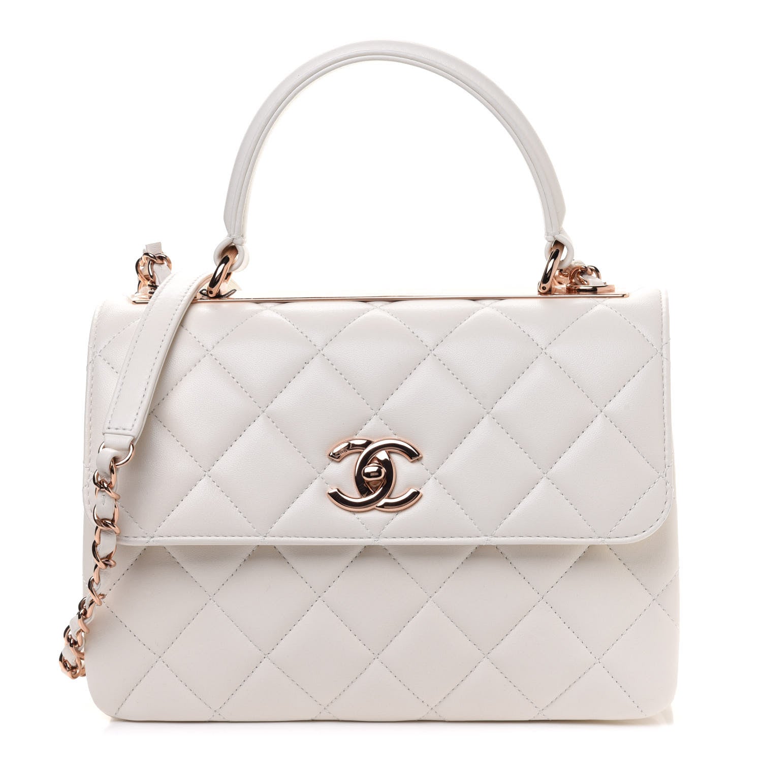 Chanel Lambskin Quilted Small Trendy CC Dual Handle Flap Bag White 1 of 13