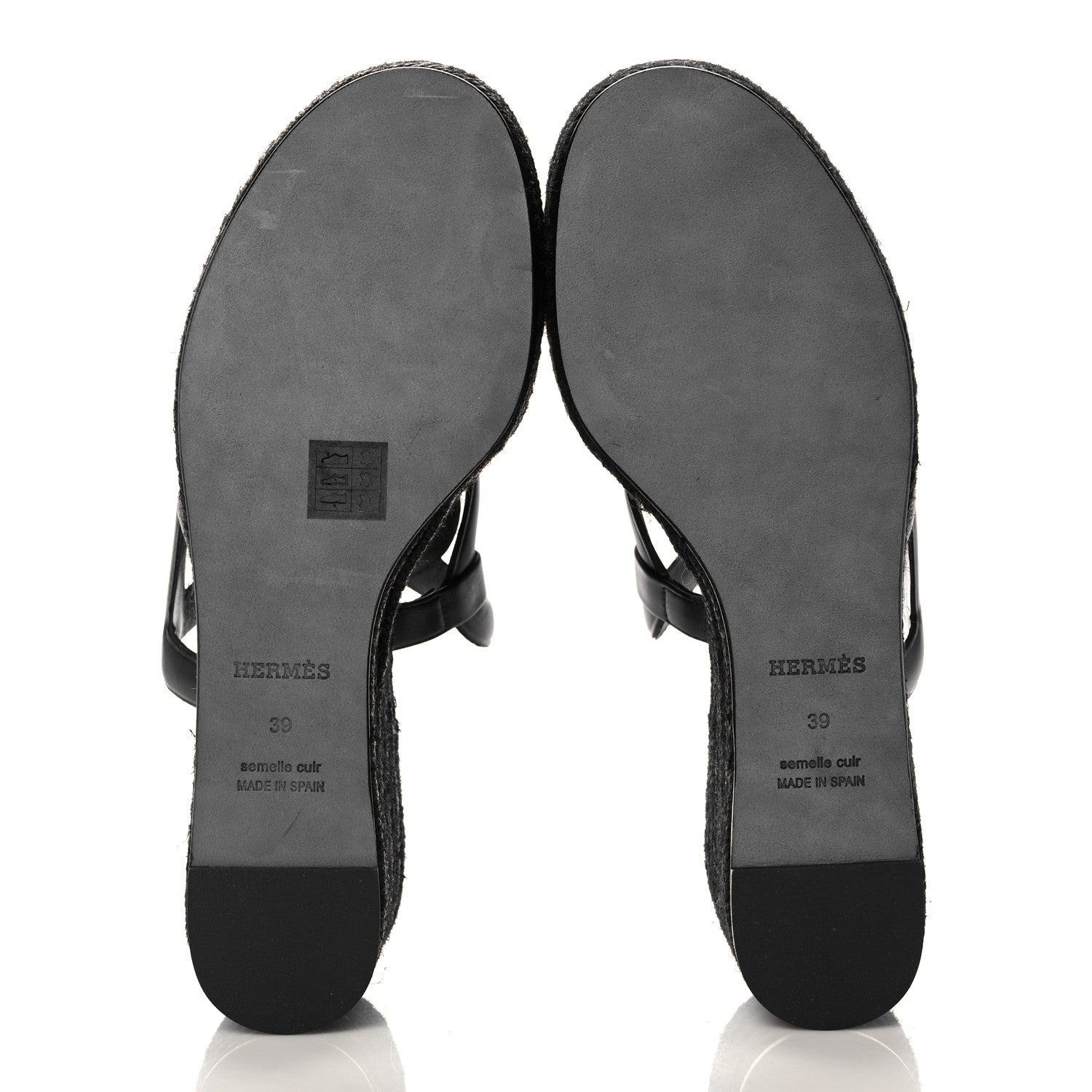 Hermes Nappa Ithea Espadrille Wedge Sandals 39 Black 5 of 9