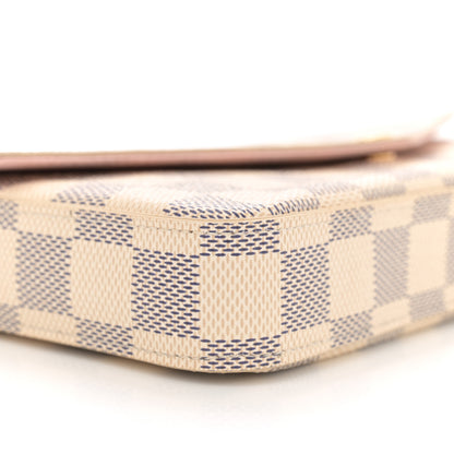 Louis Vuitton Damier Azur Pochette Felicie Chain Wallet Rose Ballerine 10 of 11
