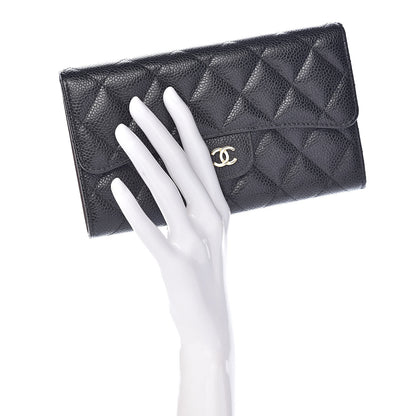 Chanel Caviar Quilted Large Flap Wallet Black 2 of 9