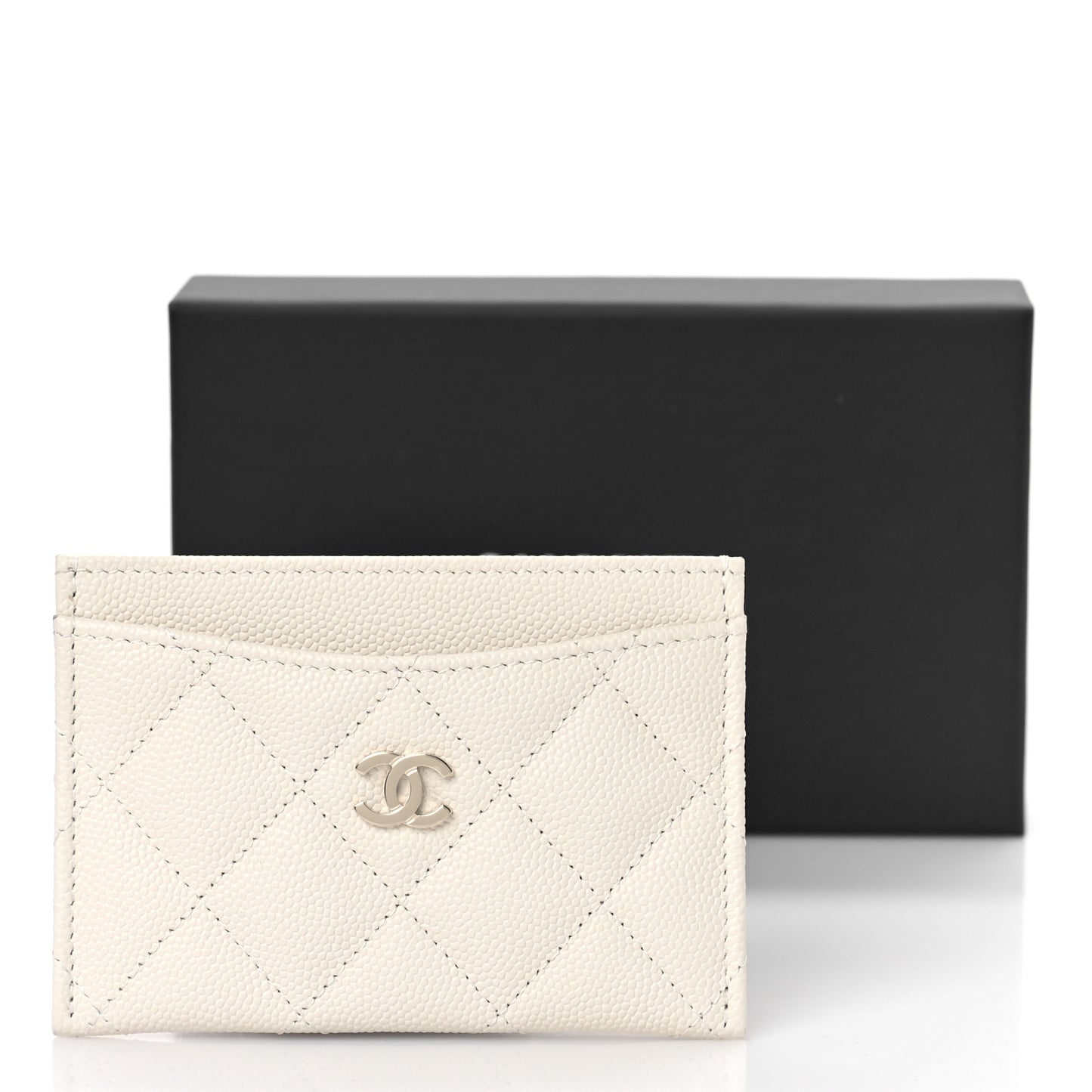 Caviar Quilted Card Holder White