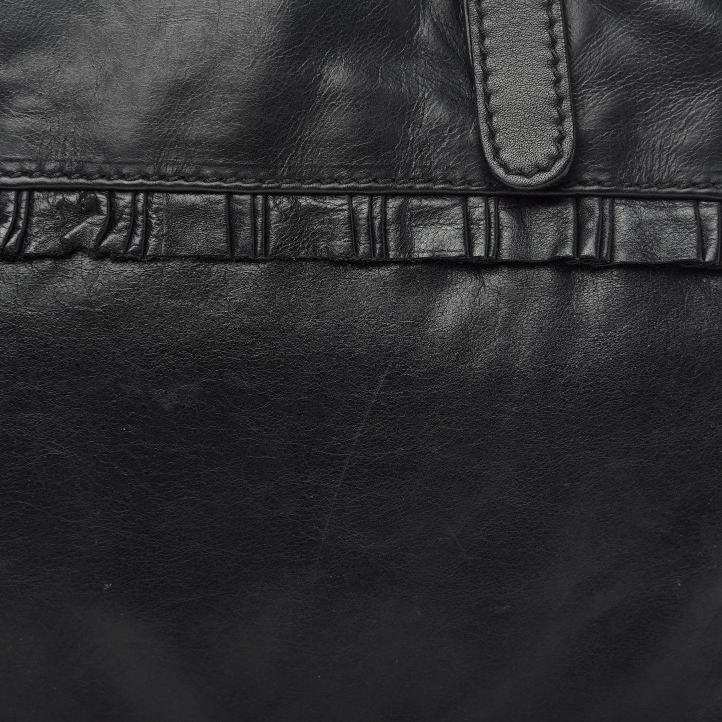 Calfskin Ruffle Medium Sabrina Boston Tote Black