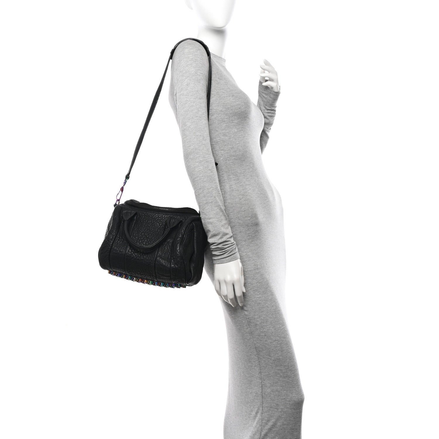 Alexander Wang Pebbled Lambskin Rocco Matte Black Iridescent Hardware 3 of 10