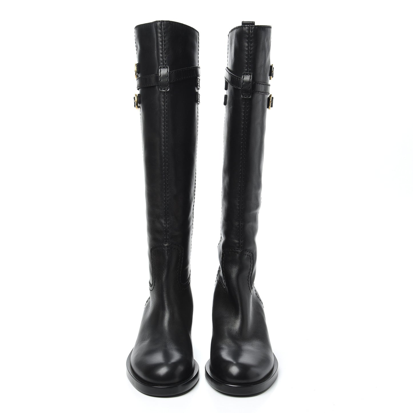 Calfskin Knee High Boots 38.5 Black