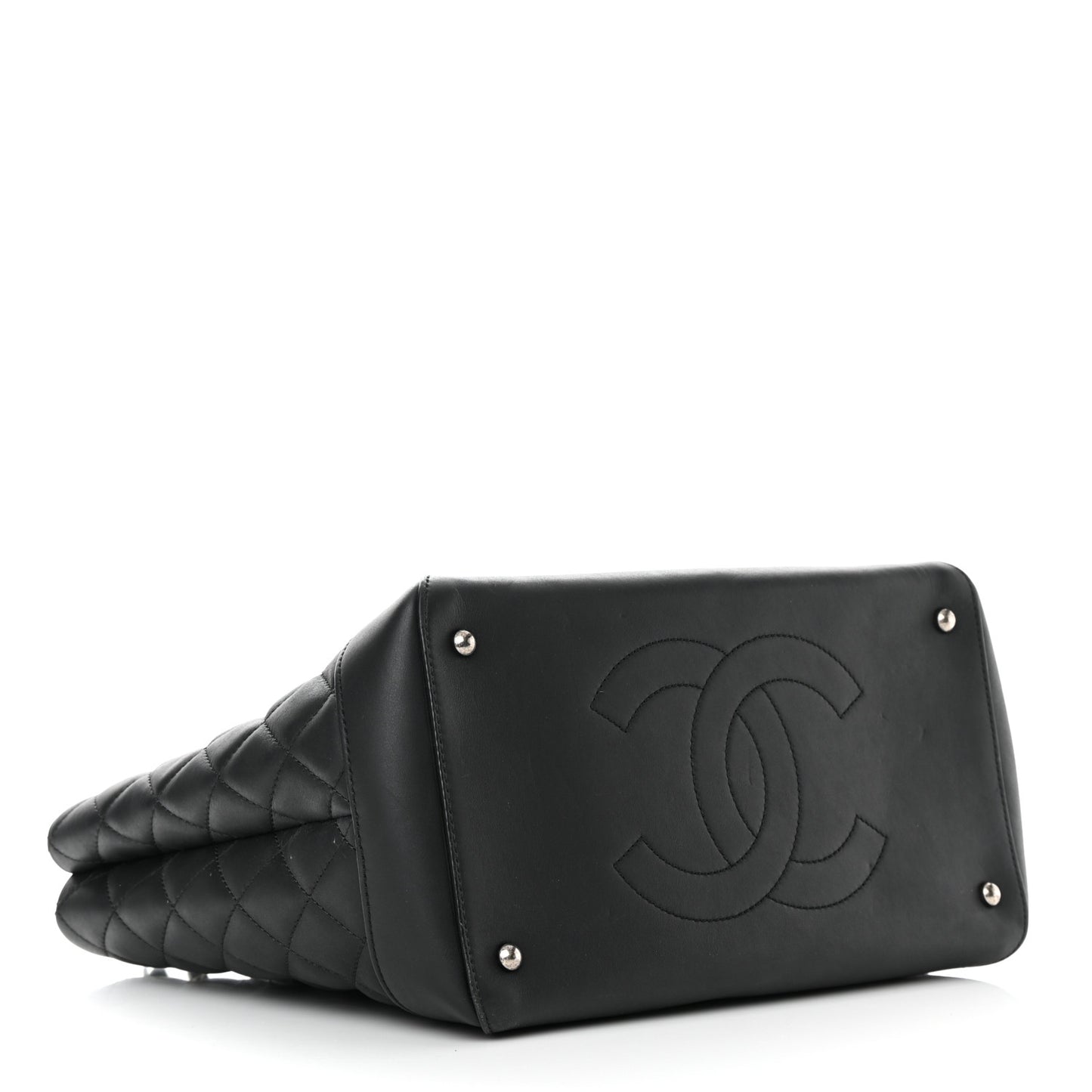 Calfskin Quilted Small Easy Shopping Tote Black