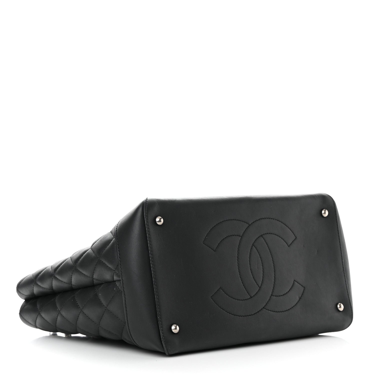 Chanel Calfskin Quilted Small Easy Shopping Tote Black 3 of 13