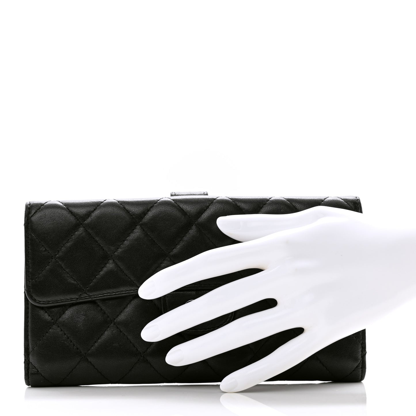 Lambskin Quilted Large Flap Wallet Black