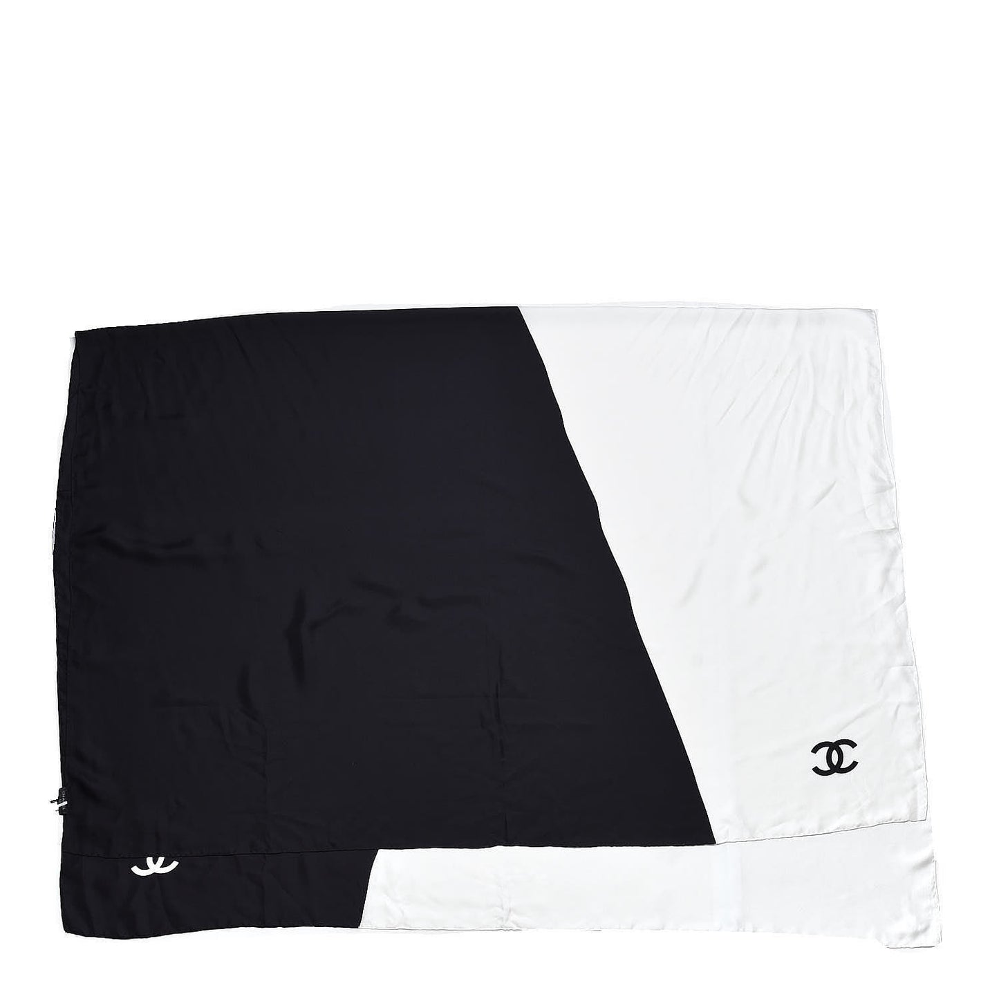 Silk CC Scarf Black White