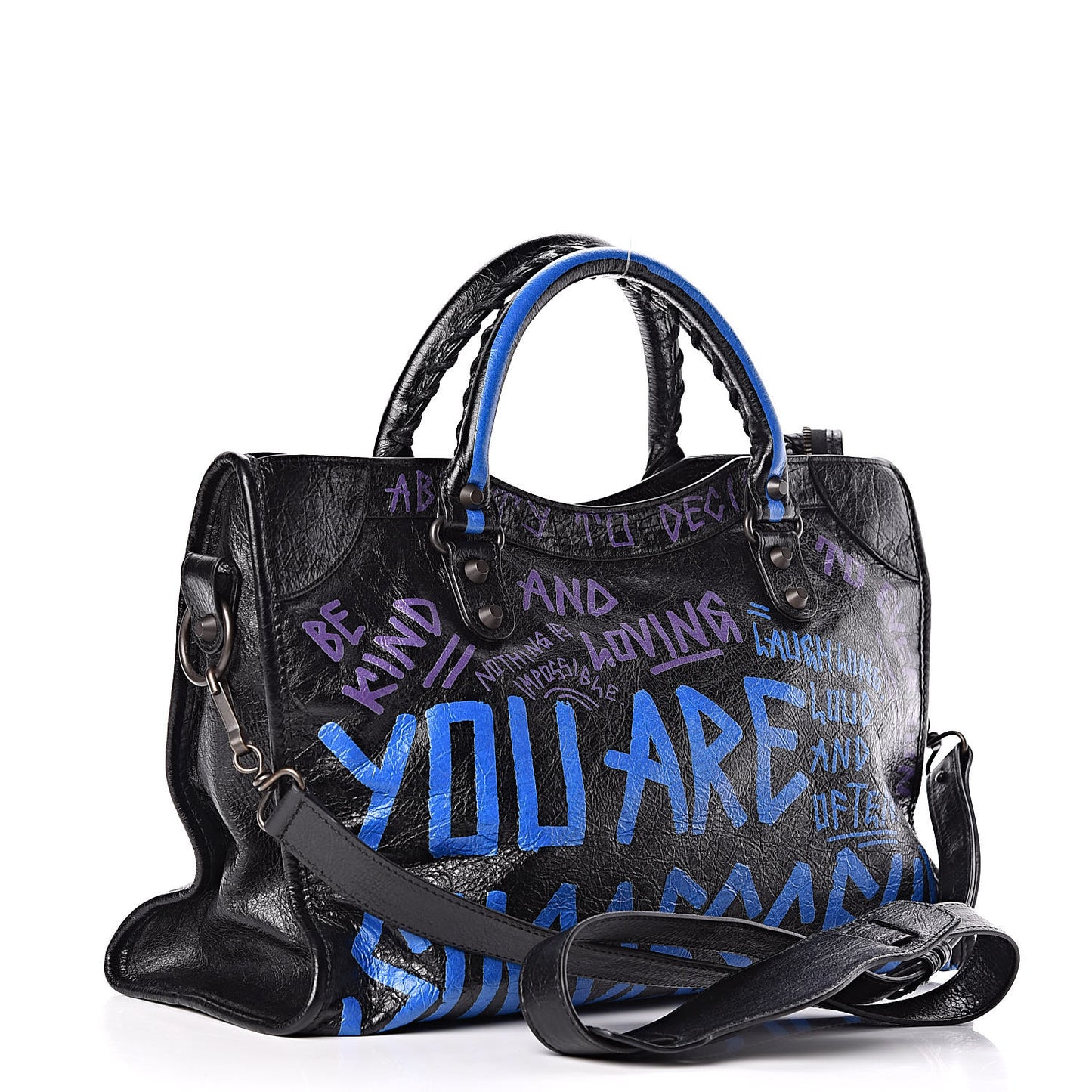 Agneau Arena Graffiti All Over Classic Hardware City Black Bleu Violet