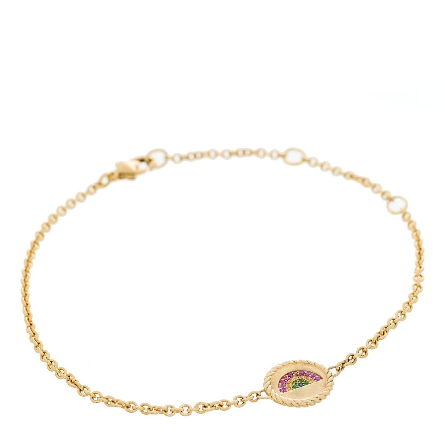18K Yellow Gold Pink Yellow Sapphire Tsavorite Collectibles Rainbow Bracelet