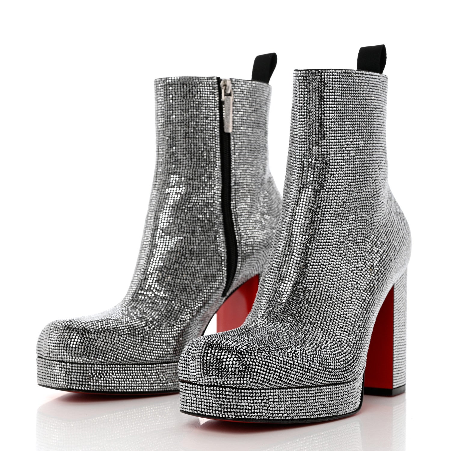 Christian Louboutin Suede Strauss Stage 110 Platform Boots 41 Black Crystal 3 of 9