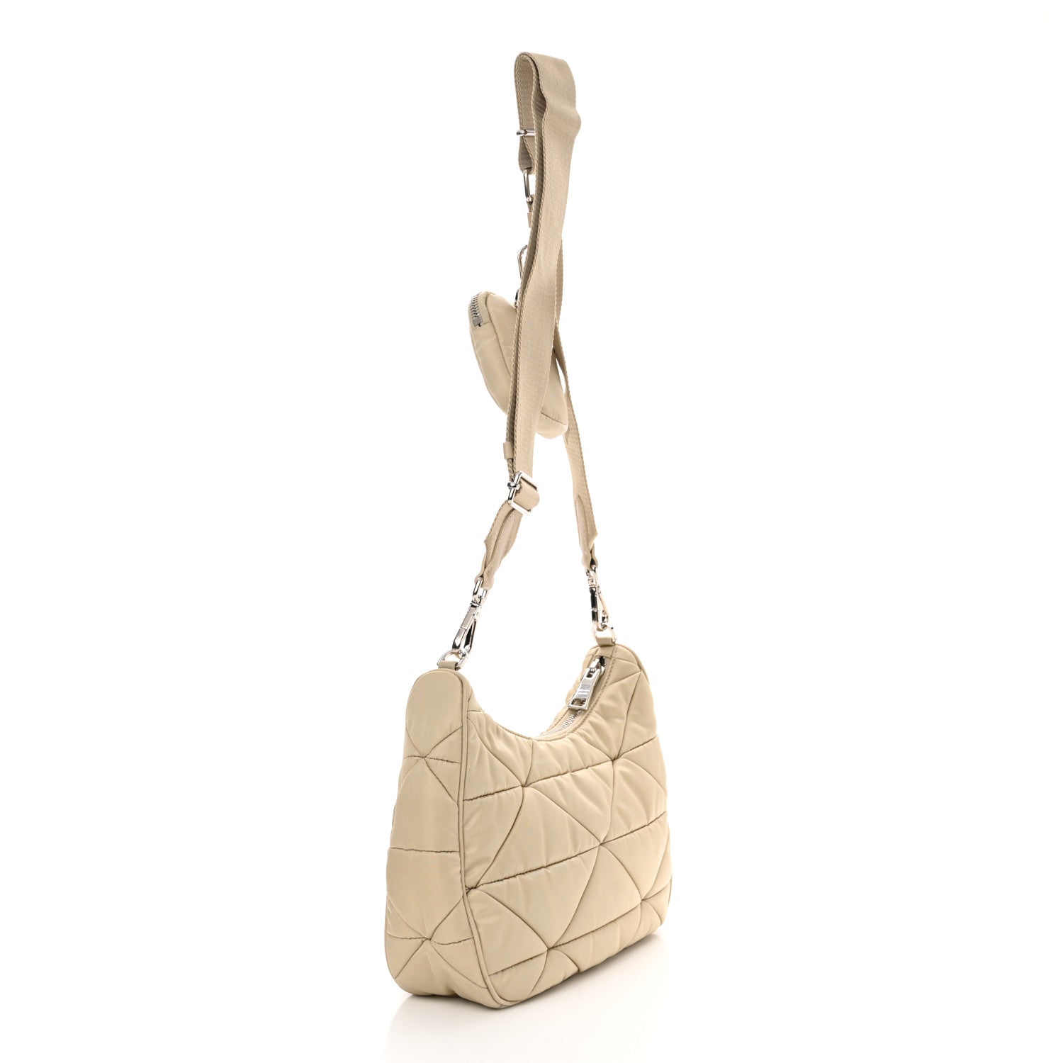 Prada Re-Nylon Triangle Quilted Padded Patchwork System Shoulder Bag Deserto 3 of 11
